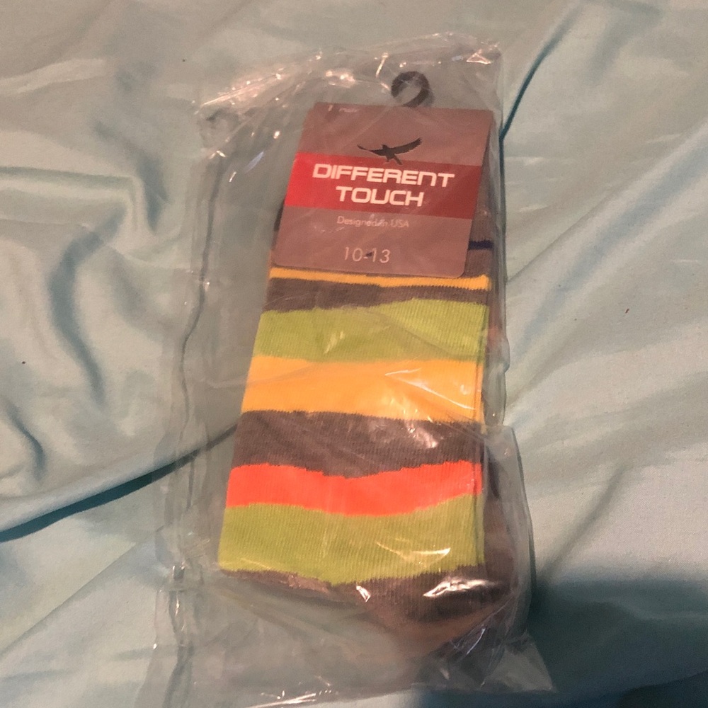 Mens Multicolor Striped Dress Socks Size 10-13 New With Defects NWD